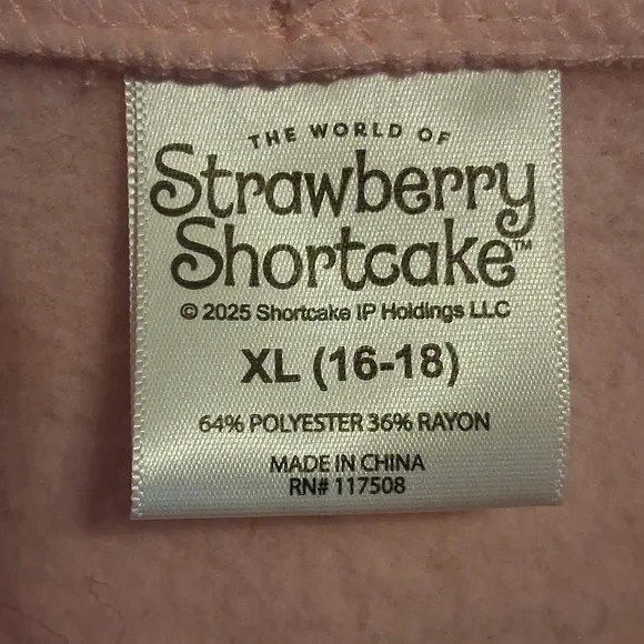 Strawberry Shortcake Theme Whimsical Pink Hoodie with Cartoon Print - Picture 2 of 4